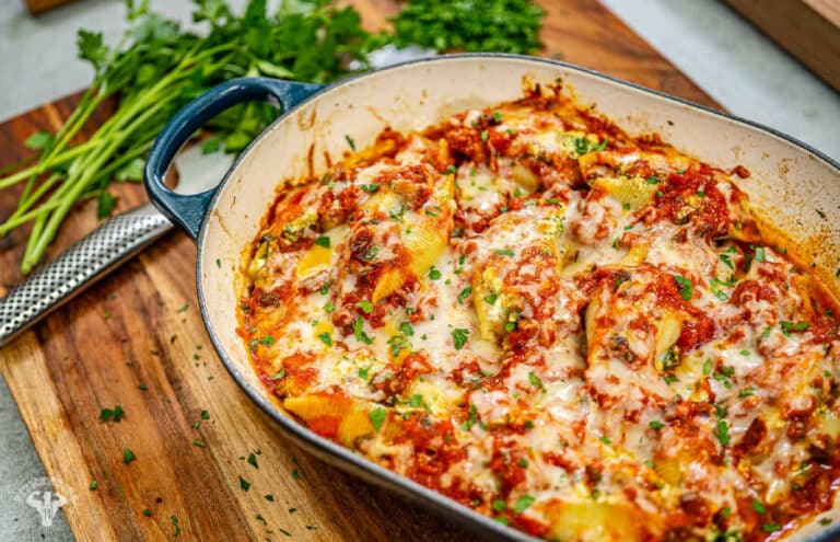Baked Stuffed Pasta Shells – Ricotta, Kale & Pesto