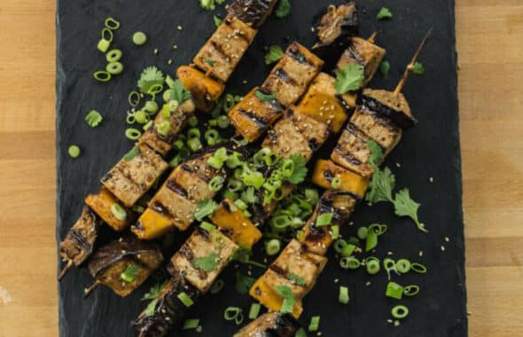 Mahbob Vegan Vegan Kabobs From Miso Eggplant, Tofu & Butternut Squash - Fit Men Cook