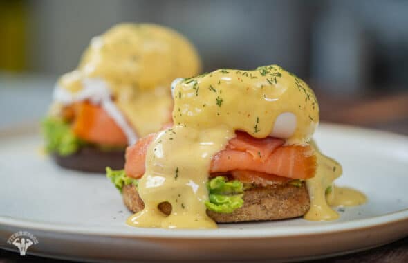 Brunch Hollandaise Smoked Salmon Eggs Benedict