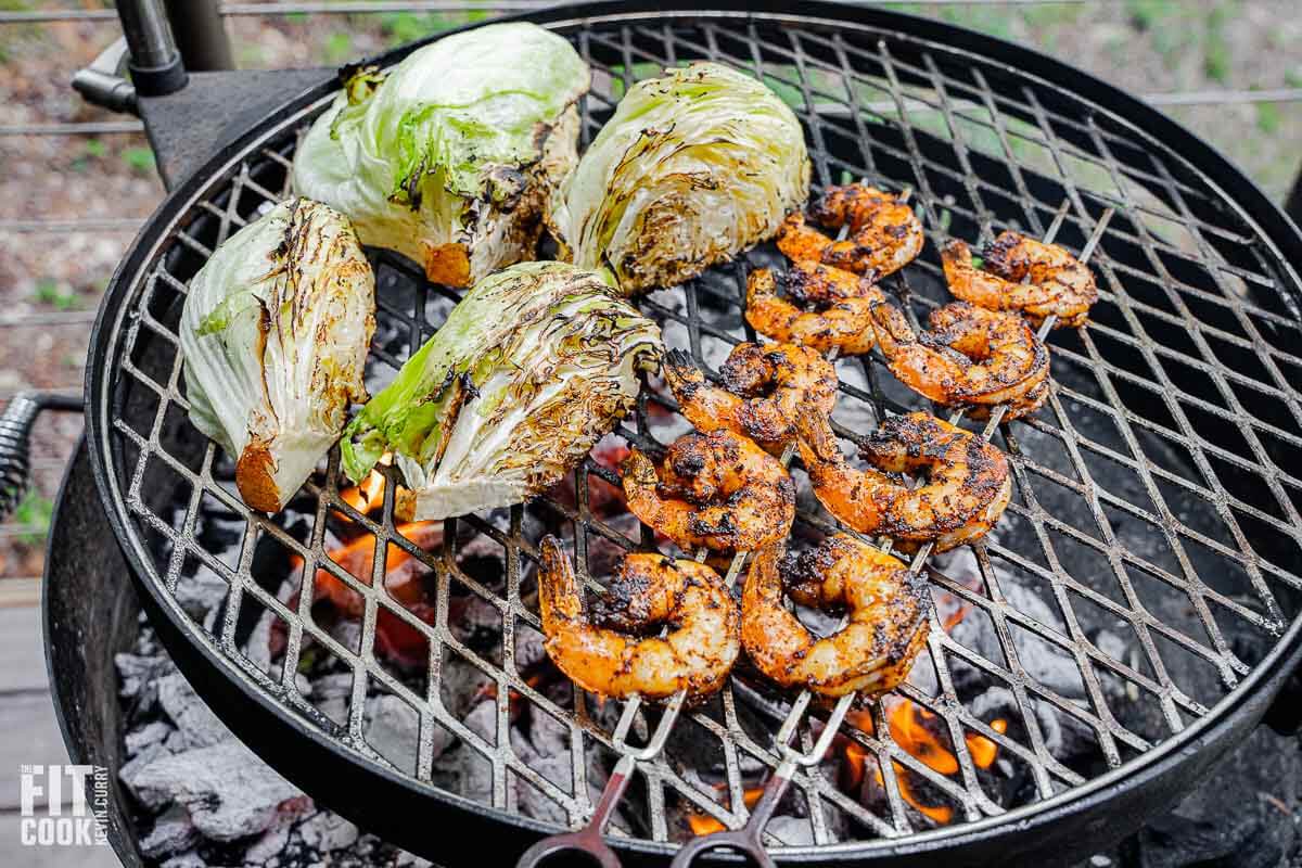 Grilled Lettuce with Peppery Tzatziki & Spicy Shrimp