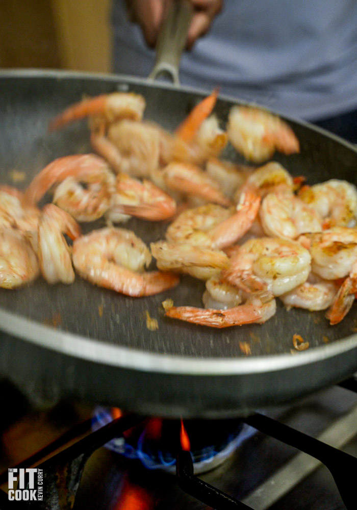 shrimp tossed in skillet