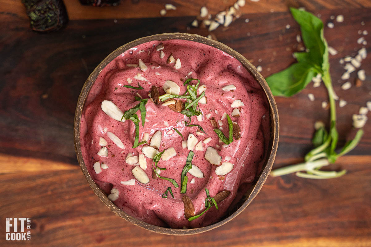 Roasted Beet Berry Smoothie with Basil