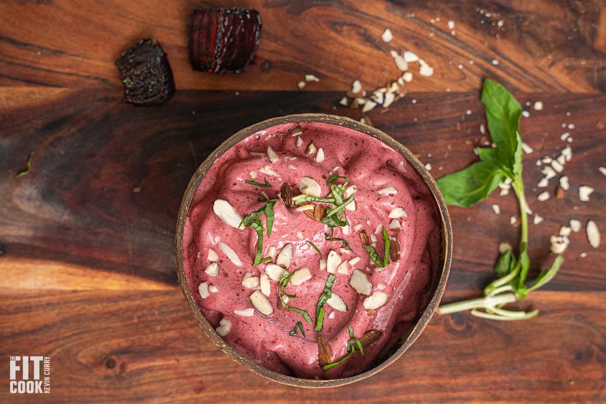 Roasted Beet Berry Smoothie with Basil