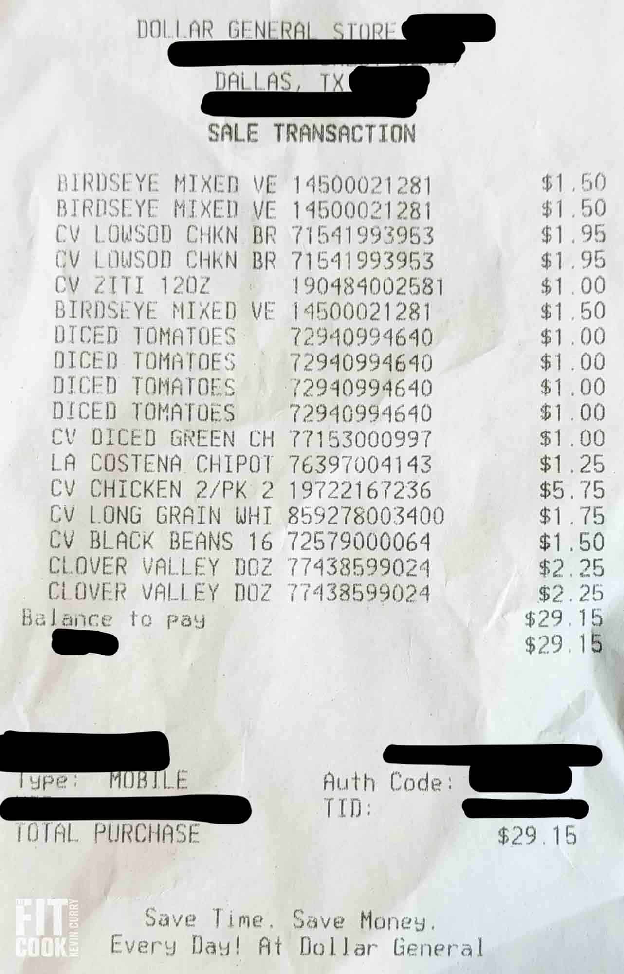 Dollar General receipt